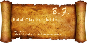Boháts Fridolin névjegykártya